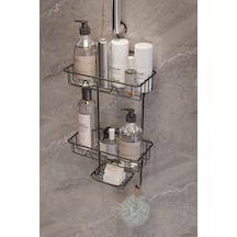 Suntel 2 Katlı Siyah Askılı Duş Rafı Siyah