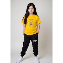 Fyk Kids Kız Çocuk Baskılı Happy Bear Bel Detayı Lastikli Alt-üst Pijama Takımı Sarı
