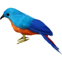 Bbq Yapay Tüylü S Heykel - Komik Heykel Süsleri Dekoru - Kapalı Mavi Kuş