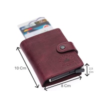 Westpolo Bozuk Para Ve Bol Kart Bölmeli Unisex Eskitme Hakiki Deri Mekanizmalı Kartlık - Bordo Bordo