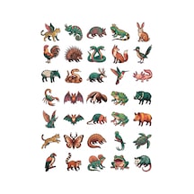 30 Adet Mistik Alebrije Hayvan Sticker Seti - Laptop, Ajanda Ve Matara İçin Çok Renkli