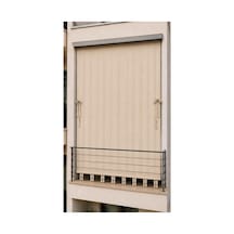 Suya Dayanıklı Kornişli Balkon Perdesi Modern Dış Mekan Fon Perde Bej