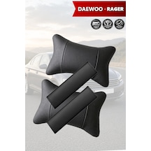 Daewoo Rager Uyumlu Set Deri Kemer Koruyucu Deri Yastık Siyah Lüks