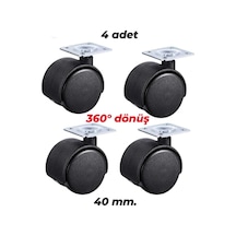 4 Adet Düz Tabanlı Çap 40mm. Döner Tekerlek-9051555100456