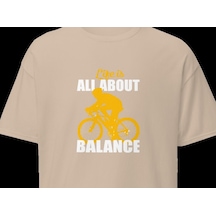 Wildstyle This Is All About Balance Bisiklet Denge Yol Baskılı Unisex Bisiklet Yaka Pamuklu Tişört Camel