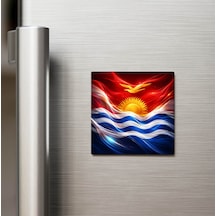Kiribati Kiribati Abstract Ülke Bayraklı Buzdolap Magneti - 9x9 Cm