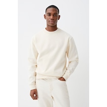 Erkek Bisiklet Yaka Rahat Kalıp 3 İplik İçi Polarlı Kalın Sweatshirt Spr25sw36 Ecru Erkek Bisiklet Yaka Rahat Kalıp 3 İplik İçi Polarlı Kalın Sweatshirt Spr25sw36 Ecru
