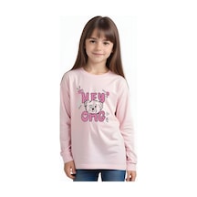 Fyk Kids Kız Çocuk Hey Yazı Baskılı Yuvarlak Yaka Sweatshirt Pembe