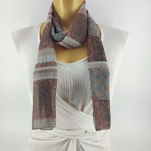 Tedz Collection Paredora Mandala Desenli Kahve Uzun Fular Çok Renkli