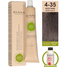Renna Bitkisel Amonyaksız Saç Boyası 60 Ml 4-35 Kestane Dore Akaju Oksidan Hediyeli