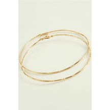Çizgili Metal Halka Küpe 8-9-10 Cm Gümüş 86332710