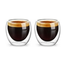 Needd Çift Katmanlı Espresso Cam Bardak Seti 2'li 80 Ml Borosilikat Cam, Isı Yalıtımlı Double Wall Tasarım Es Diğer