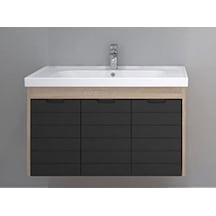 Turkuaz Seramik Frame Etajerli Lavabo 90 x 45CM-Mostar 90 Alt Modül -Siyah