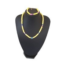 Fimo Soft Nazar Boncuklu Kolye ve Bileklik Seti  Sarı Altın