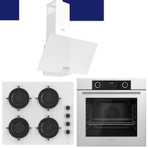 Ferre Yeni Seri Flowart QBL62CB - CS206-FA - D087 Beyaz Cam Ankastre Set