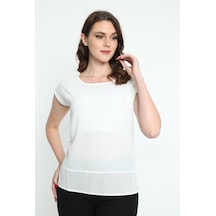 Ella Camelia Kadın Omuz Detaylı Yuvarlak Yaka Bluz 5010009 Ekru-Ekru