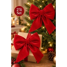 Mini Boy Beyaz Kumaş Fiyonk Yılbaşı Çam Ağacı Süsü Dekoratif Kurdele Noel Ve Yeni Yıl Süsü 16 Cm Kırmızı - 922634591