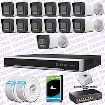Provzen Hikvision 13 Ip 4mp Hibrit Colorvu Güvenlik Kamerası Seti Olay Anında Bildirim