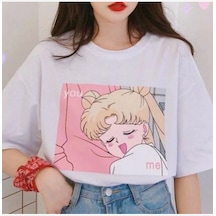 Sailor Moon You Me Beyaz Tişört Beyaz