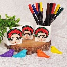 Tekli Frida Saksı/kalemlik
