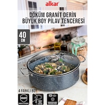 Büyük Boy Derin Döküm Granit Yanmaz Yapışmaz Sanayi Tipi Yemek Tenceresi 40 Cm