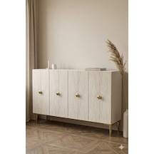 Ka1235btg Enlem Konsol Ve Tv Sehpası Beyaz-traverten-gold 120cm