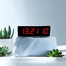 Saniyeli Dijital Led Duvar Ve Masa Saat Derece Ve Nem - Kırmızı Kasa Ölçüsü: 15x50 Cm