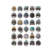 30 Adet Retro Mecha Pilot Kaskı Sticker Seti - Laptop, Kask, Ajanda Çok Renkli