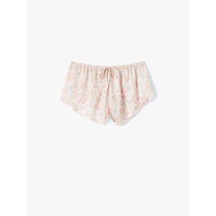 Koton Bol Kalıp Beli Bağlamalı Çiçekli Mini Şort Pijama Altı Pembe Desenli 5slk80036mw Pembe Desenli Pembe