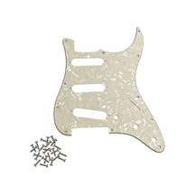 Stratocaster St Kasa Elektro Gitar Pickguard 3 Katmanlı 11 Delikli Beyaz Krem Desenli