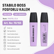 Boss Fosforlu Kalem 1 Adet Metin İşaretleme Kalemi Pastel Lila