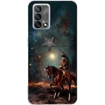 Oppo A74 Uyumlu Atatürk At Üstünde Zafer Baskılı Silikon Kılıf Renkli