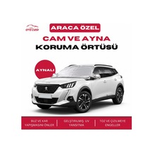 Peugeot 2008 Buz Ve Kar Önleyici Aynalı Cam Koruma Örtüsü - 4 Mevsim Güneş Korumalı