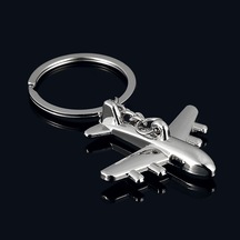 Yaratıcı 3d Simülasyon Uçak Modelli Anahtarlık Ring Gümüş