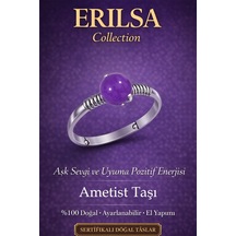 Sertifikalı Aşk Sevgi Ve Uyum  Yüzüğü Ametist Taşı Ayarla Çok Renkli