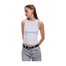 Koton Bisiklet Yaka Kolsuz Slim Fit Basic Kadın Atlet Kar Melanj 5sal30043ık Gri Melanj
