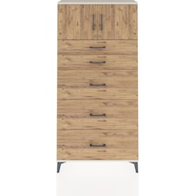 Arges Dolap Tek Raflı 5 Çekmeceli 2 Kapaklı 88x30x182 Aytaşı-çam Aytaşı