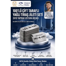 100 Lü Çift Taraflı Yağlı Yaprak Tıraş Jileti Seti 10x10 Yaprak Ustura Bıçağı 723591