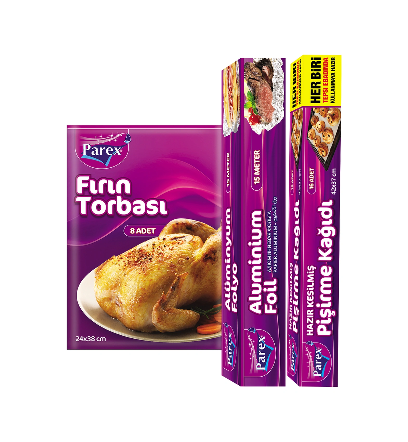 Kesilmiş Pişirme Kağıdı Fırın Torbası Ve Alüminyum Folyo Paketi