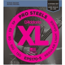 D'addario Eps170-5 Xl Prosteels 5 Telli Bas Gitar Tel Seti - 45-130 Regular Light Profesyonel Paslanmaz Çelik Alaşım, En Parlak Ve Agresif Ton Karakteri, Güçlü Baslar