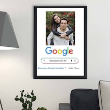 Sevgiliye Özel Google Arama Çubuğu Tasarımlı Çerçeve İsimli Ve Fotoğraflı Yaratıcı Hediye