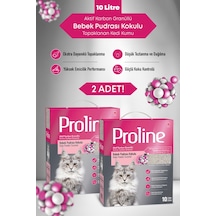 Proline Aktif Karbon Granüllü Bebek Pudra Kokulu Bentonit Kedi Kumu 2x10 Lt