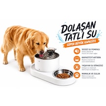 Kedi Köpek İçin 2'si 1 Arada Öşft Otomatik Su Sebili 1.8 Litre Ve Mama Kabı Besleme Seti Su Çeşmesi Sürekli Taze Su Evcil Hayvan
