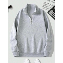 Altamira Unisex Dik Yaka Yarım Fermuarlı Oversize Sweatshirt 001