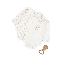 Babycosy Organik Body Uzun Kol 2li Ekru - Pudra-12736 Ekru