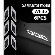 Beyaz 6 Adet/takım Araba Yansıtıcı Şeritler Karbon Fiber Araba Etiketi Kamyon Oto Motor Çizilmez Güvenlik Uyarı Etiketi Araba Aksesuarları