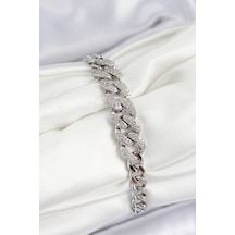 Pirinç Zirkon Taşlı Küba Zincir Model Gümüş Renk Kadın Bileklik - Tj-bb7534 Gümüş Pirinç Zirkon Taşlı Küba Zincir Model Gümüş Renk Kadın Bileklik - Tj-bb7534 Gümüş