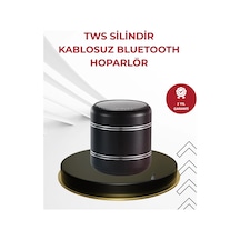 Hubrendy Tekno Kompakt Silindir Metal Bluetooth Hoparlör 400 Mah Uzun Pil Tws Destekli
