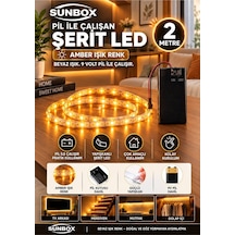 Pilli Yapışkanlı 2 Metre Amber Pilli Şerit Led Pil Hediyedir Amber Amber