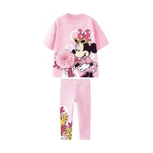 Lolliboomkids Kız Çocuk 3d Aplike Çiçek Detaylı Alt Üst Takım Baskı Desen T-shirt Tayt 2 Parça Flower Çok Renkli